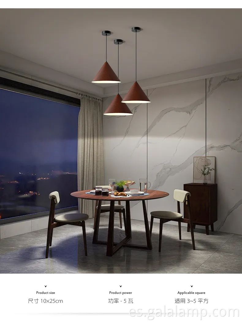 Luz colgante nórdica vintage con acabado de grano de madera